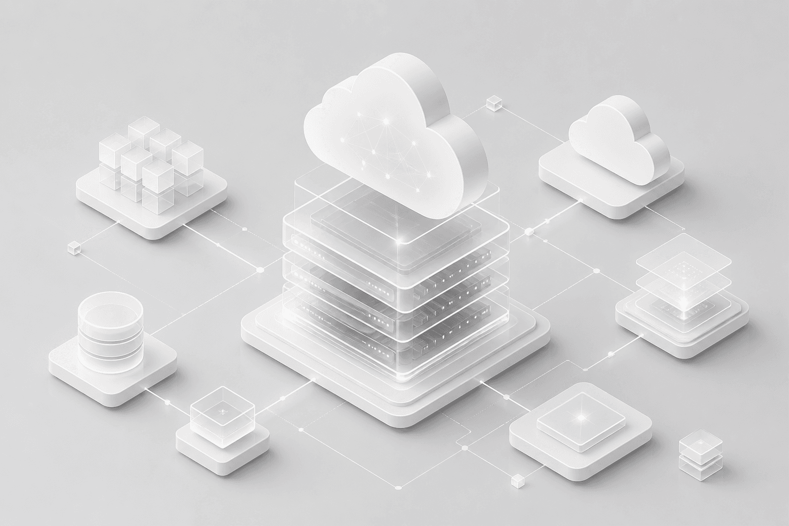 Abstract isometric visualization of cloud infrastructure