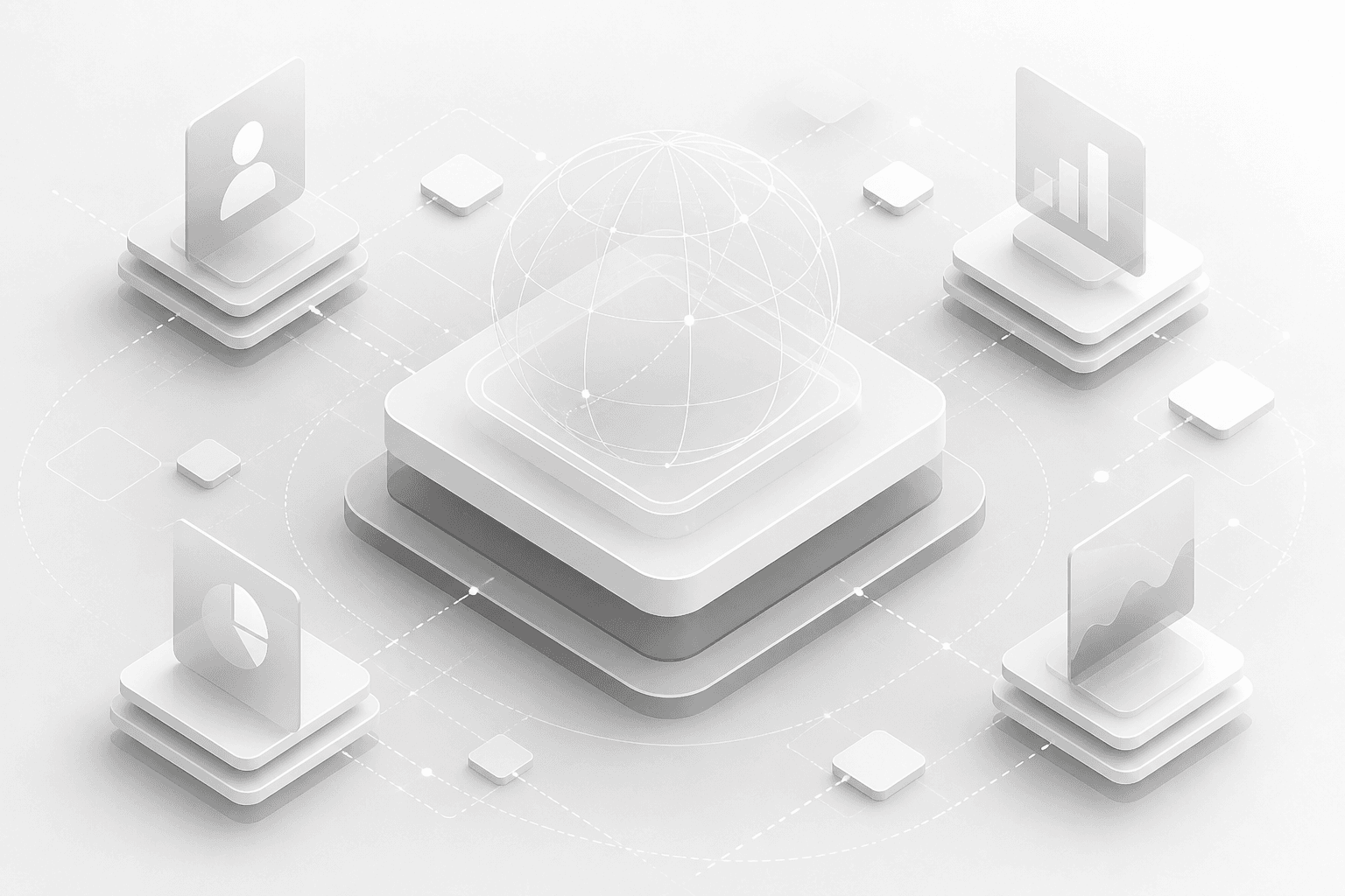 Abstract isometric visualization of digital platforms