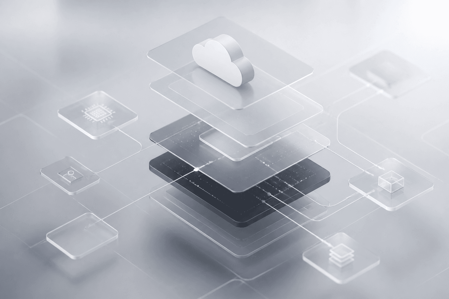 Abstract visualization of cloud platforms and digital services